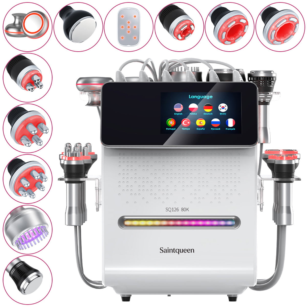 SQ126A Max – urządzenie do kawitacji 80K 11 w 1 z RF, EMS i panelami laserowymi
