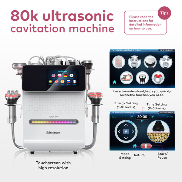 SQ126A Max – urządzenie do kawitacji 80K 11 w 1 z RF, EMS i panelami laserowymi