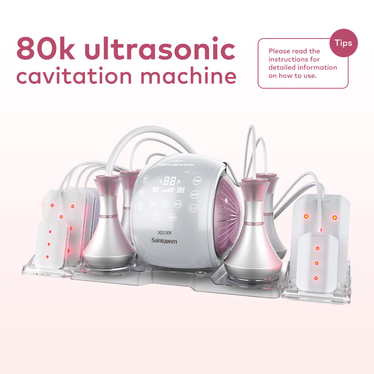 SQ52 Pro – urządzenie do kawitacji 80K 6 w 1 z RF i panelami laserowymi