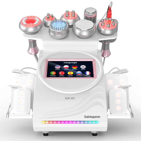 SQ90D Plus – urządzenie do kawitacji 80K 9 w 1 z RF, panelami laserowymi i chłodzeniem
