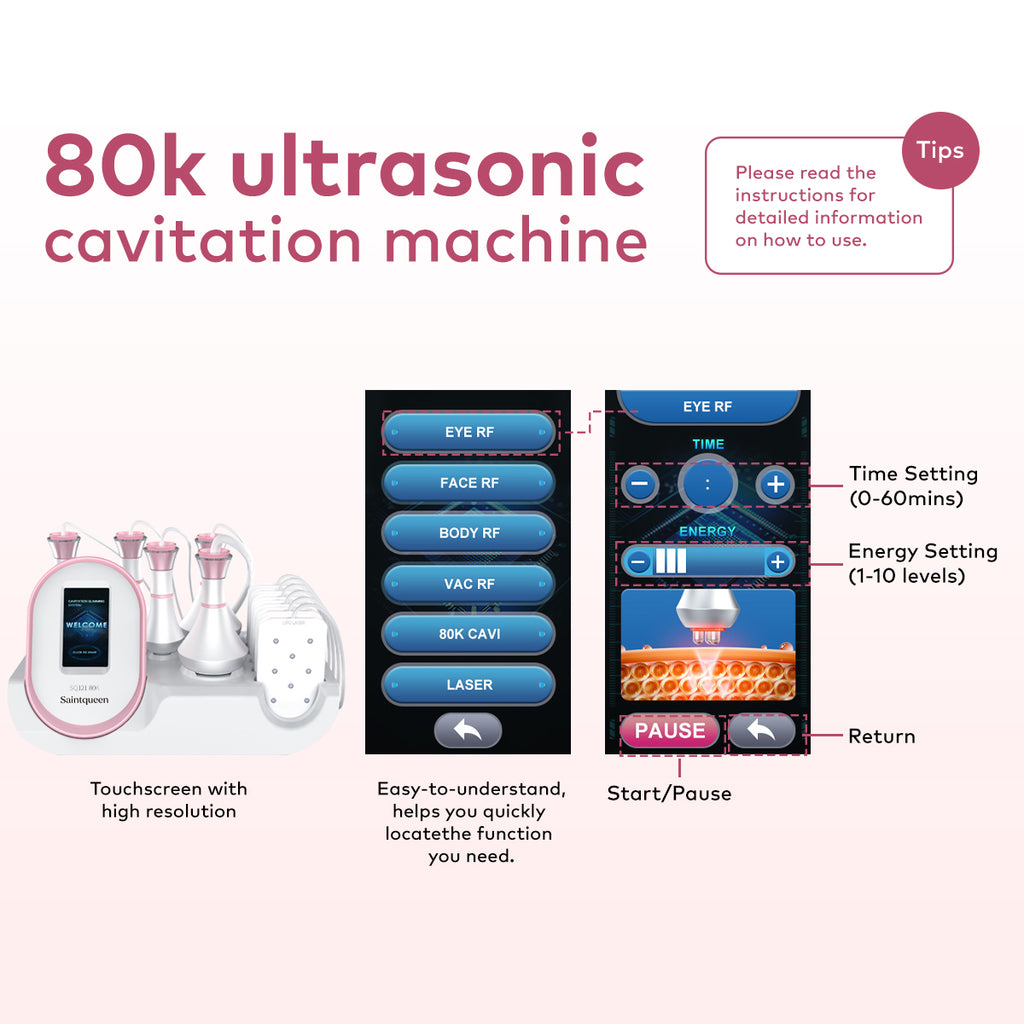 SQ121A Pro – urządzenie do kawitacji 80K 6 w 1 z RF i panelami laserowymi