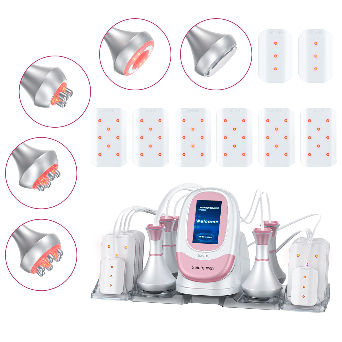 SQ95C Pro – urządzenie do kawitacji 80K 6 w 1 z RF i panelami laserowymi
